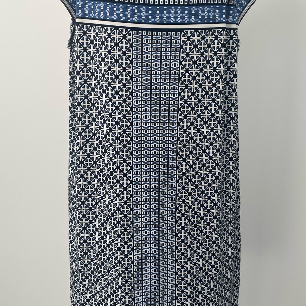 Max Studio Navy, Royal Blue and White Geometric Dress